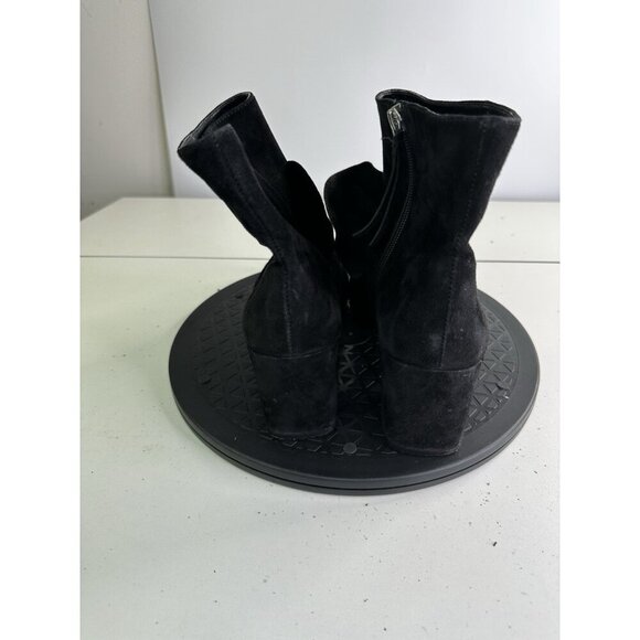 Rebecca Minkoff Black Suede Knotted Ankle Boots Block Heel Sz 9M - Picture 2 of 8